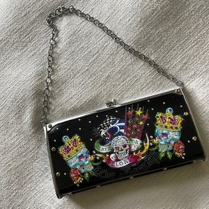 JEWELED ED HARDY CHAIN PURSE